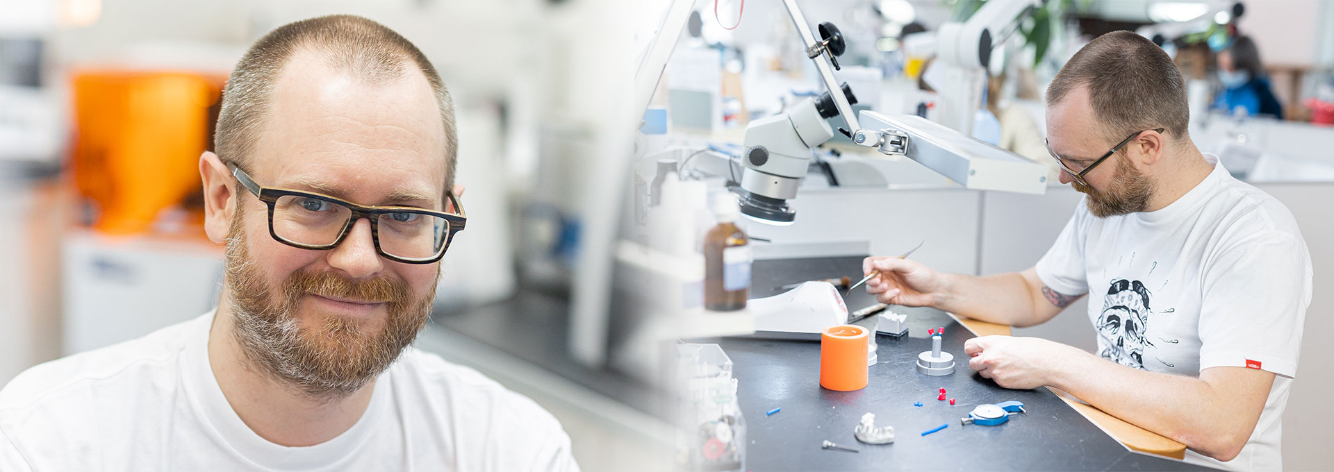 El maestro prot&eacute;sico Stephan Juckel durante el modelado en cera